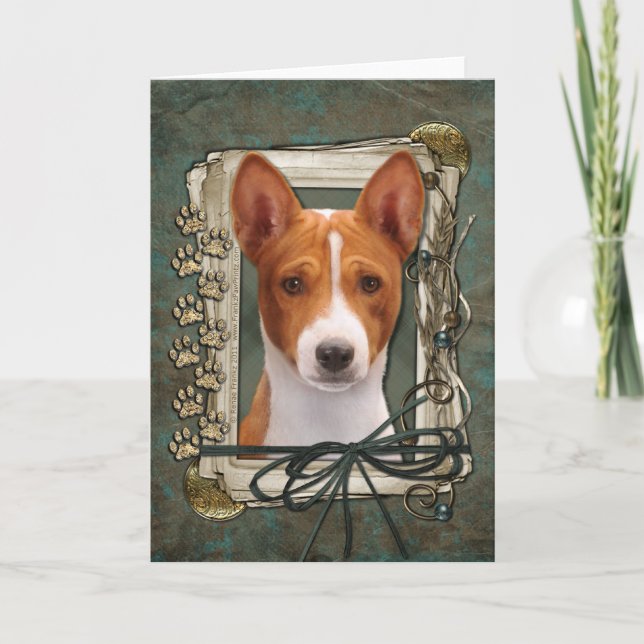 Cartão Fathers Day - Stone Paws - Basenji (Frente)