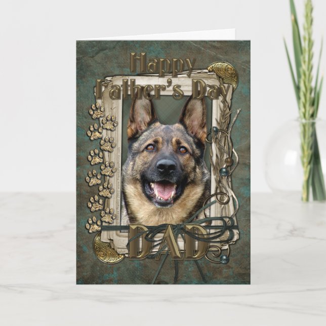 Cartão Fathers Day - Stone Paws - German Shepherd (Frente)