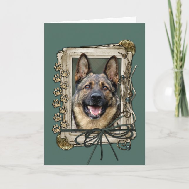Cartão Fathers Day - Stone Paws - German Shepherd (Frente)