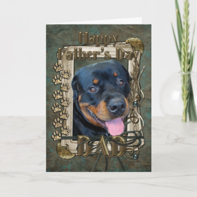 Cartão Fathers Day - Stone Paws - Rottweiler - Harley (Frente)