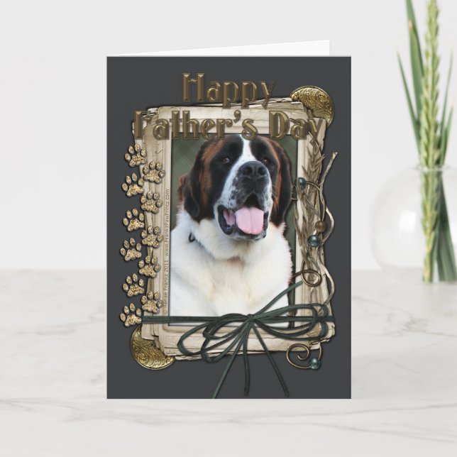 Cartão Fathers Day - Stone Paws - Saint Bernard (Frente)