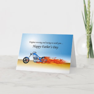 Cartão Father's Day with a flaming motorcycle