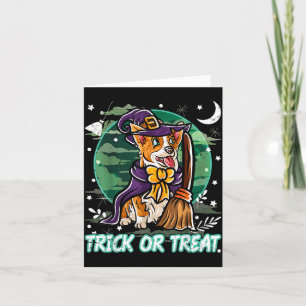 Cartão Fatia Casaco de Halloween da Corgi Bruxa