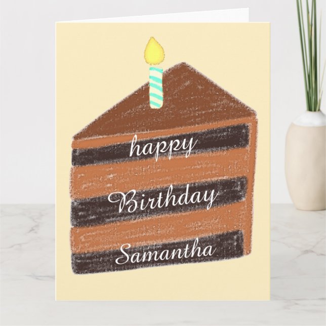 Cartão Fatia de bolo de chocolate (Frente)