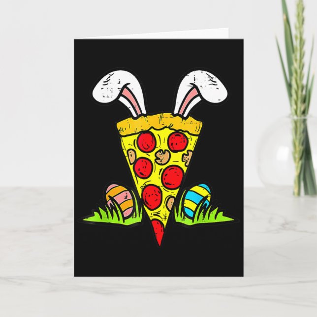 Cartão Fatia de Pizza de Páscoa Orelhas de Coelho Lanche  (Frente)