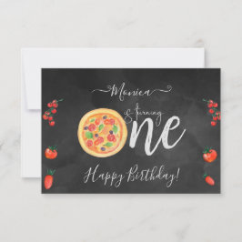 Cartão Fatia de pizza divertida, primeiro feliz aniversár