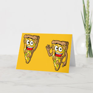 Cartão Fatias de Pizza de Cogumelo Feliz