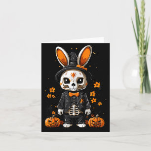 Cartão Fato de Coelho Esqueleto Assustador de Halloween
