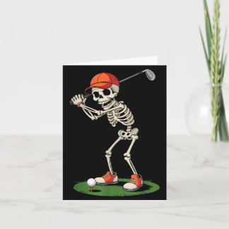 Cartão Fato de Golfe Esqueleto de Halloween Engraçado par