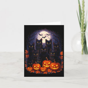 Cartão Fato de Halloween de Abóbora de Gato Preto Retro p