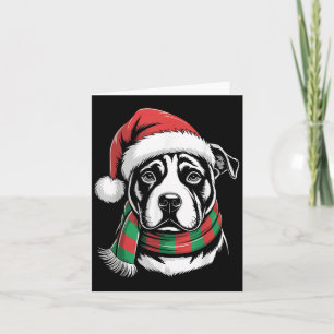 Cartão Fato de Natal para Cão Pitbull com Chapéu e Cachec
