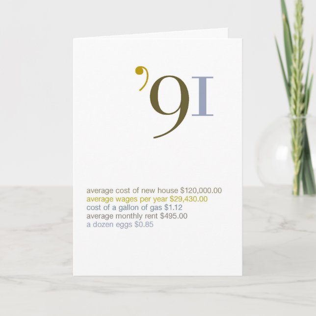 Cartão Fatos de diversão de aniversário de 1991 (Frente)