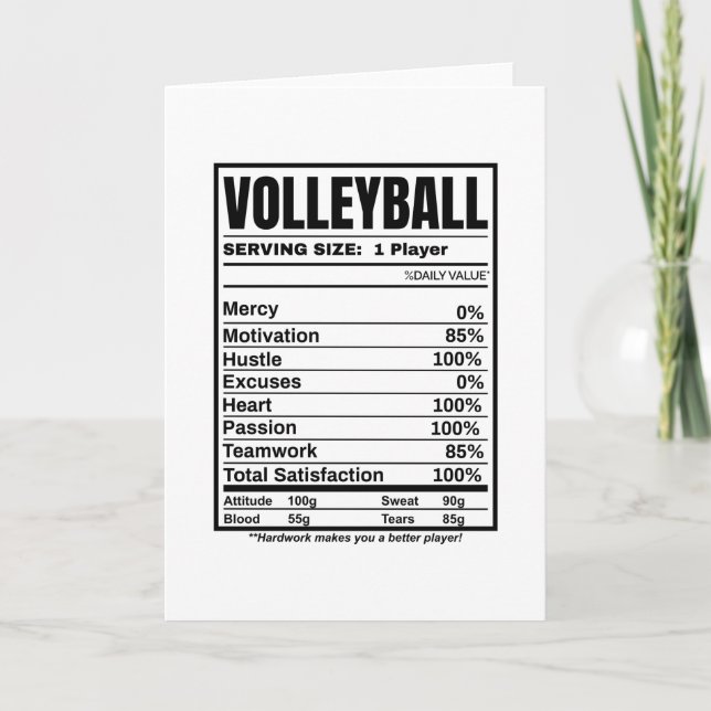 Cartão Fatos de Nutrição de Voleibol (Frente)