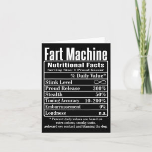 Cartão Fatos de Nutrição Máquina de Peido Piadas de Pai F