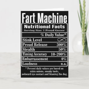 Cartão Fatos de Nutrição Máquina de Peido Piadas de Pai F