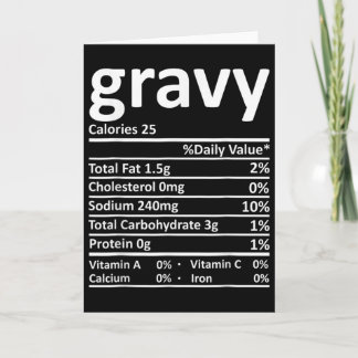 Cartão Fatos Nutricionais da Molho Funny Dia de Ação de G