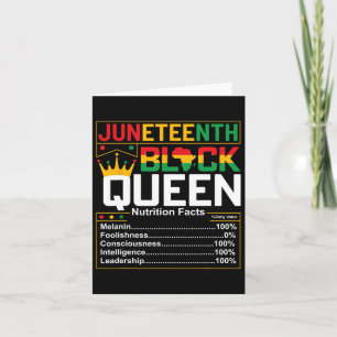 Cartão Fatos Nutricionais da Rainha Negra do Juneteenth M