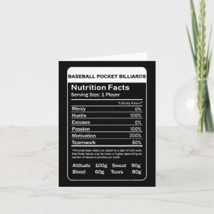 Cartão Fatos Nutricionais de Bilhetes de Beisebol