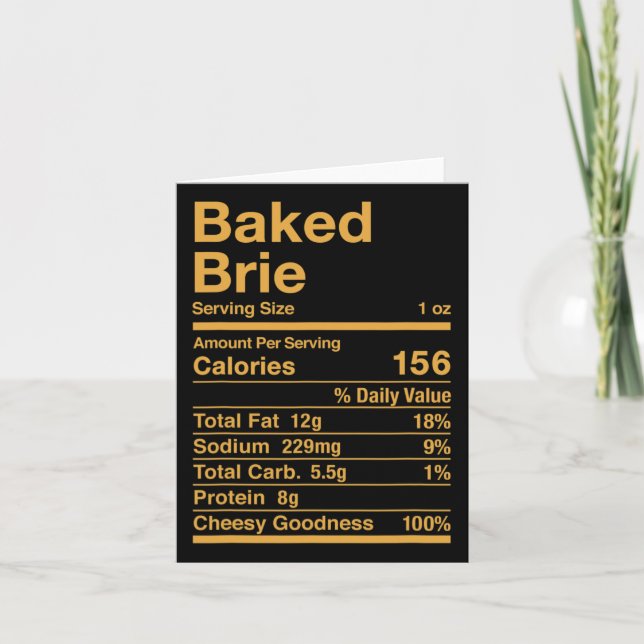Cartão Fatos Nutricionais de Brie Assado Presente de Quei (Frente)