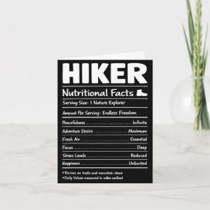Cartão fatos nutricionais de mochileiro natureza acampame