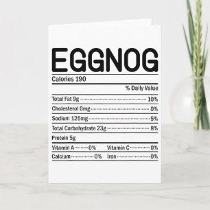 Cartão Fatos Nutricionais do Eggnog na Comida de Ação de 