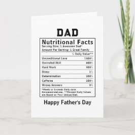 Cartão Fatos Nutricionais do Papai presentes do dia dos p