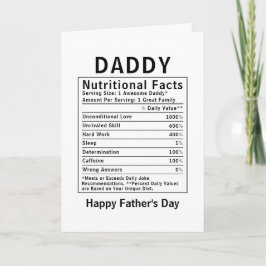 Cartão Fatos Nutricionais do Papai presentes do dia dos p