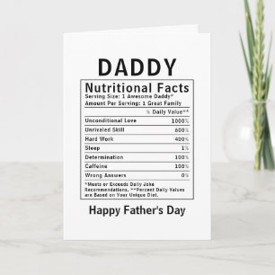 Cartão Fatos Nutricionais do Papai presentes do dia dos p
