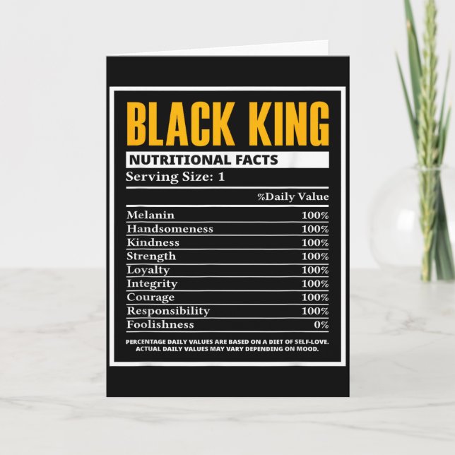 Cartão Fatos Nutricionais do Rei Negro do Mês da História (Frente)