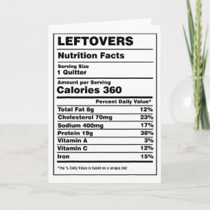Cartão Fatos Nutricionais Restos Abandonador Engraçado Di