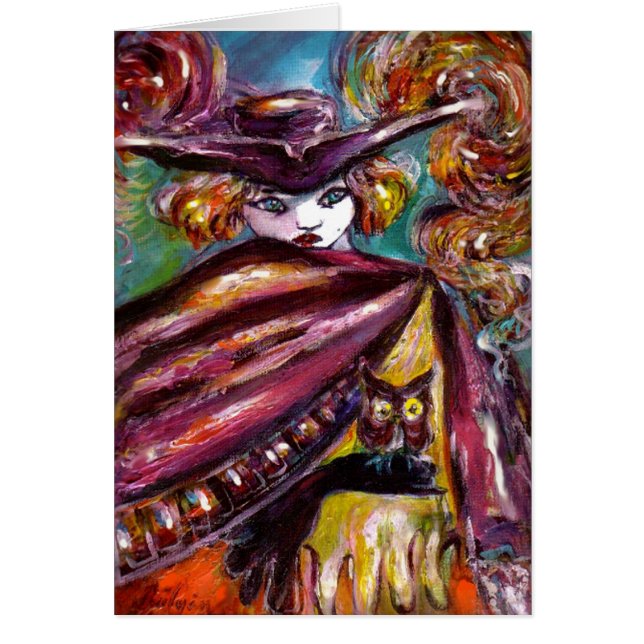 Cartão FAUST Mysterik Mask Tricorn e Owl Halloween (Frente)