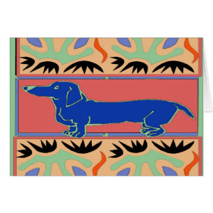 Cartão Fauvism azul do abstrato do Dachshund