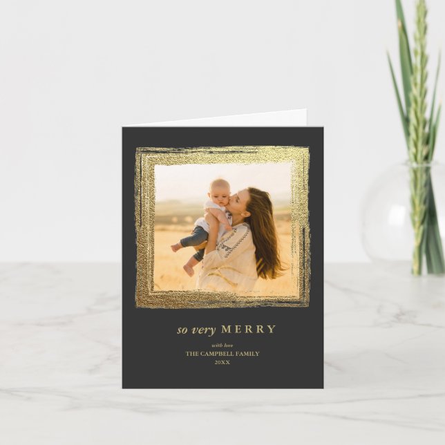 Cartão Faux Dourado Férias Férias Férias Foto de Natal (Frente)