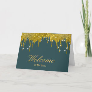 Cartão Faux Gold Foil Confetti Elegante Sparkles Boas-vin