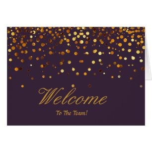 Cartão Faux Gold Foil Confetti Elegante Sparkles Boas-vin