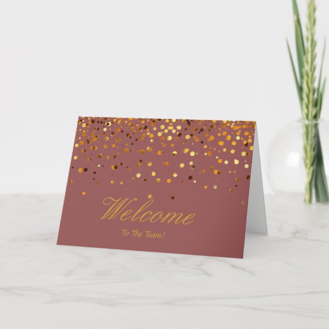 Cartão Faux Gold Foil Confetti Elegante Sparkles Boas-vin (Frente)