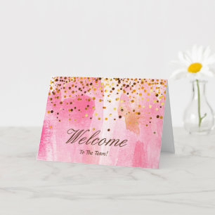 Cartão Faux Gold Foil Confetti Elegante Sparkles Boas-vin