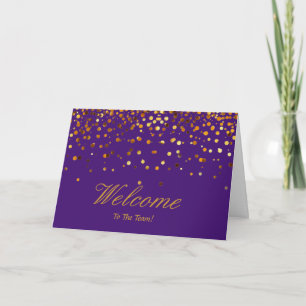 Cartão Faux Gold Foil Confetti Elegante Sparkles Boas-vin