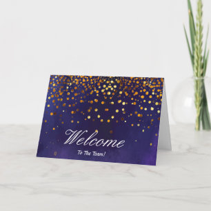 Cartão Faux Gold Foil Confetti Elegante Sparkles Boas-vin