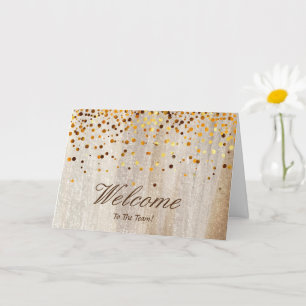 Cartão Faux Gold Foil Confetti Elegante Sparkles Boas-vin
