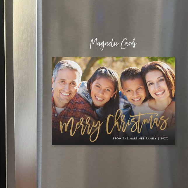 Cartão Faux Gold Foil Overlay Magnetic Holiday Car (Criador carregado)