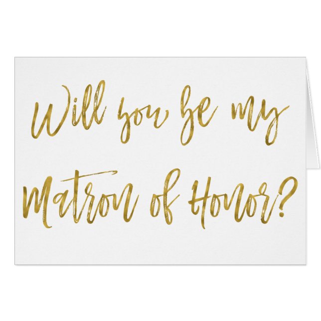 Cartão Faux Gold Foil Wedding Matron of Honor (Frente Horizontal)