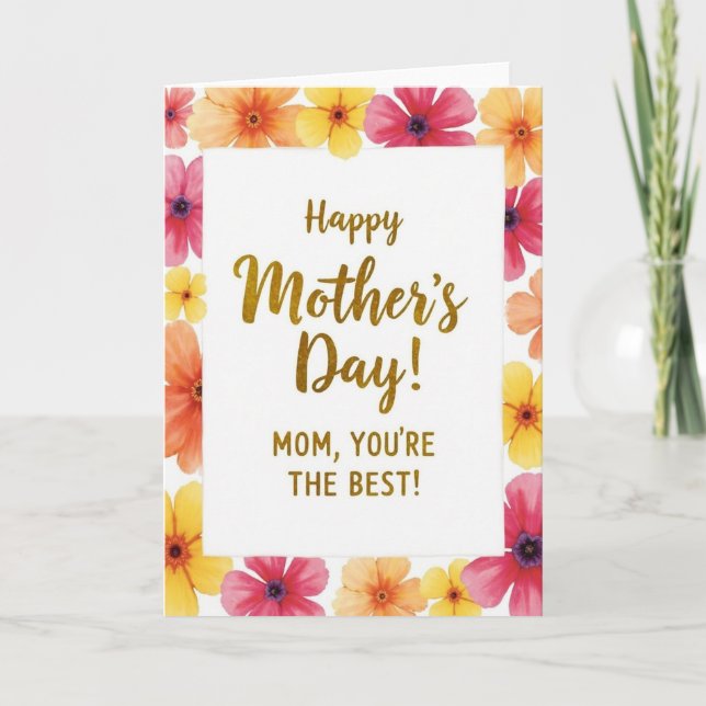 Cartão Faux Gold Happy Mothers Day Card (Frente)