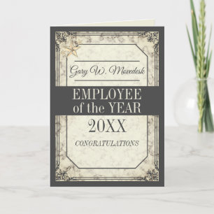 Cartão Faux marble employee of the year recognition card