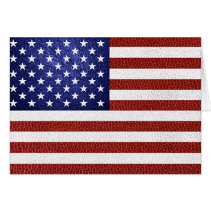 Cartão Faux Red White Blue Leather USA Flag