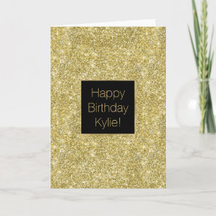 Cartão Faux Sparkle Dourado Glitter Birthday