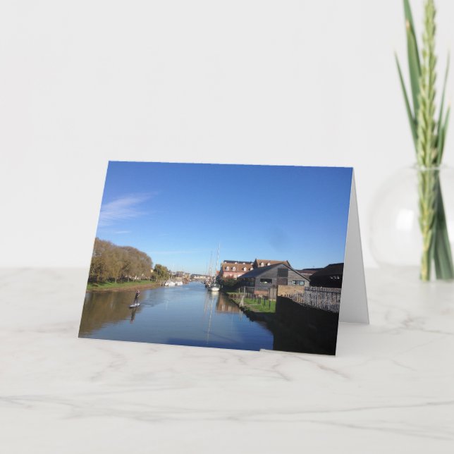 Cartão Faversham Creek, Inglaterra, com Paddle Boarder (Frente)