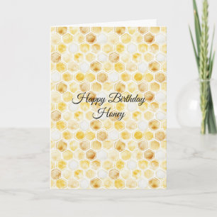 Cartão Favo de Mel Dourado Amarelo Aniversário