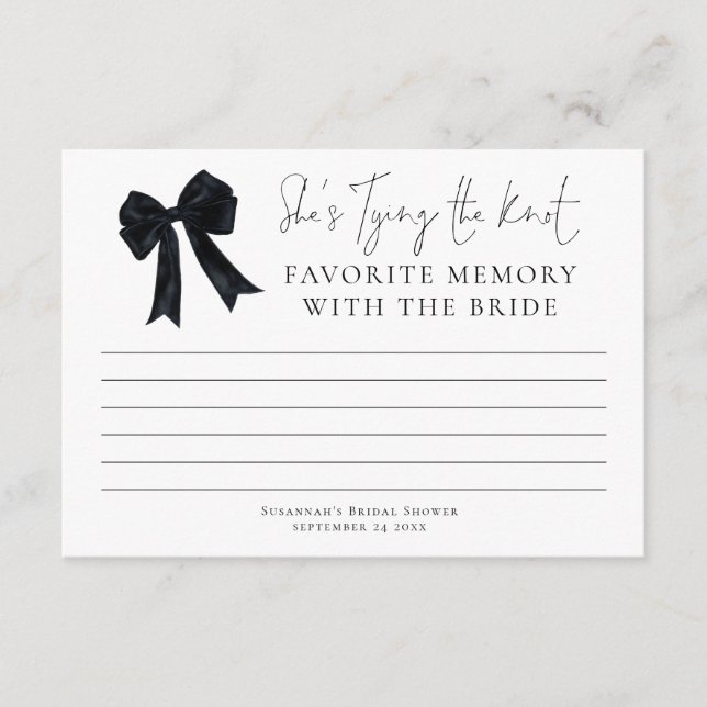 Cartão Favorite Memory With Bride Black Bow Bridal Shower (Frente)