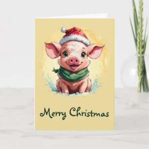 Cartão Favoritos Engraçados de Natal Animal - Leitão 1